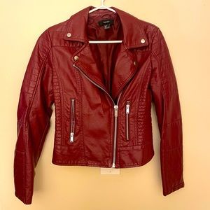 Dark red faux leather Moto jacket